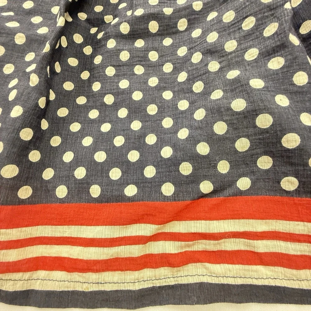 Vintage 80s Polka‎ Dot Skirt Nautical Red Stripe Hem Retro M